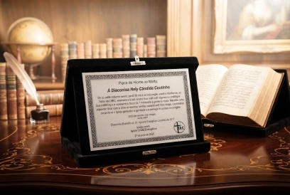 PLACA DE HOMENAGEM COM ESTOJO VELUDO 20 X 16